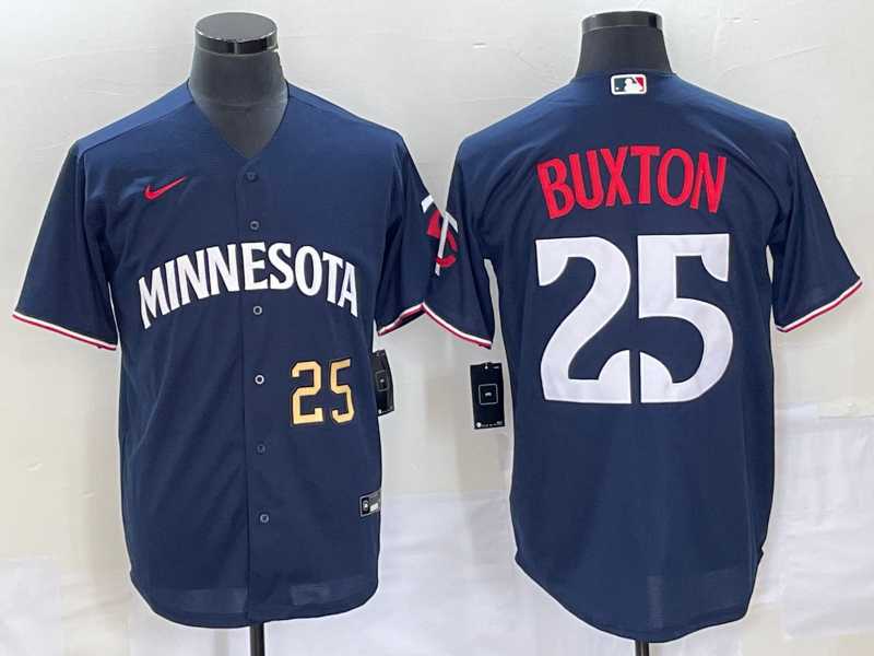 Mens Minnesota Twins #25 Byron Buxton Number 2023 Navy Blue Cool Base Stitched Jersey->minnesota twins->MLB Jersey